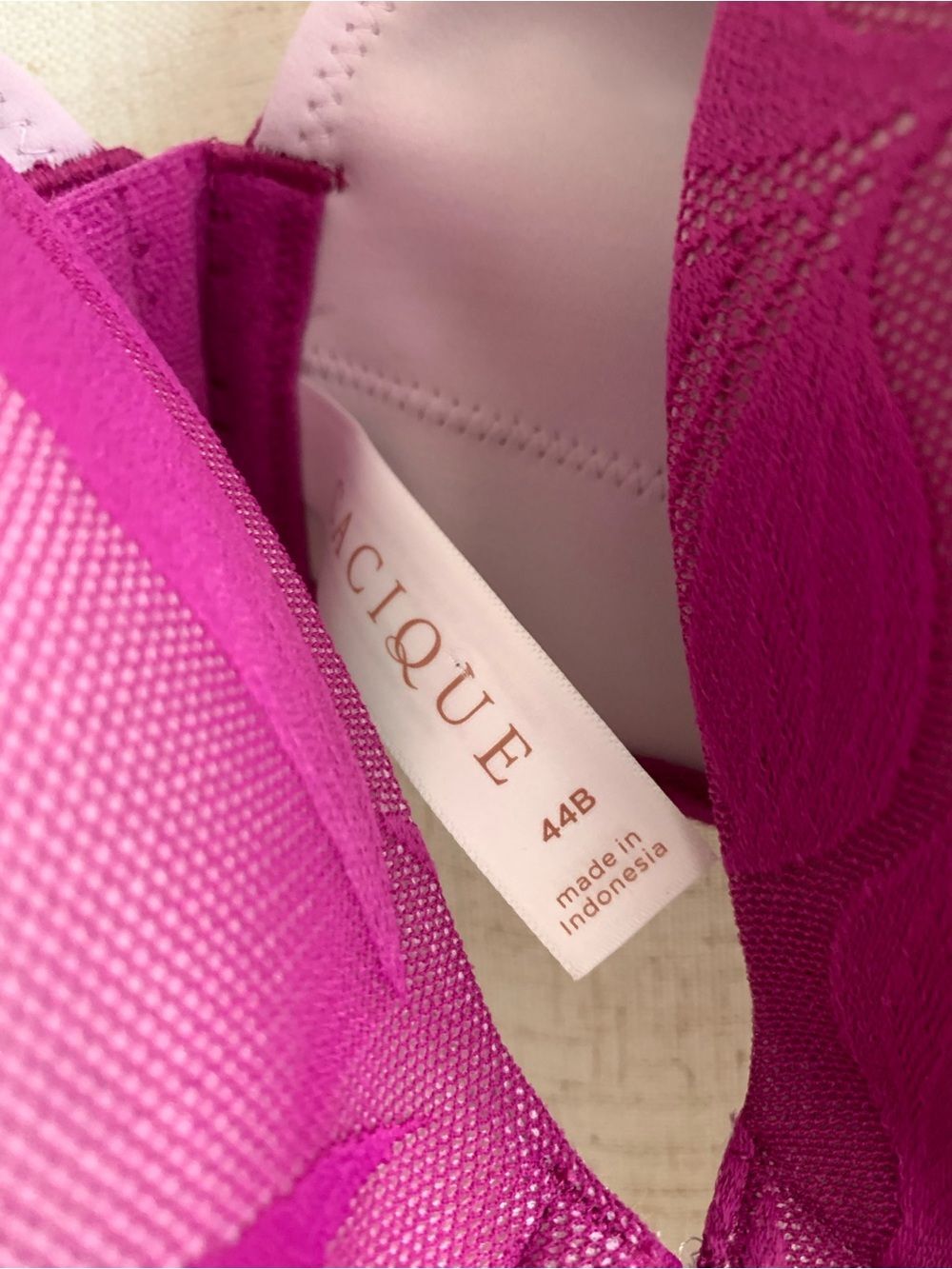 Cacique Invisible Lace Back Smoother Boost Plunge Bra Purple Wine 44B - Picture 7 of 11